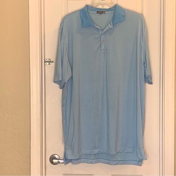 Peter Millar Summer Comfort Men's Blue Striped Polo Shirt Size XXL - Picture 8 of 10